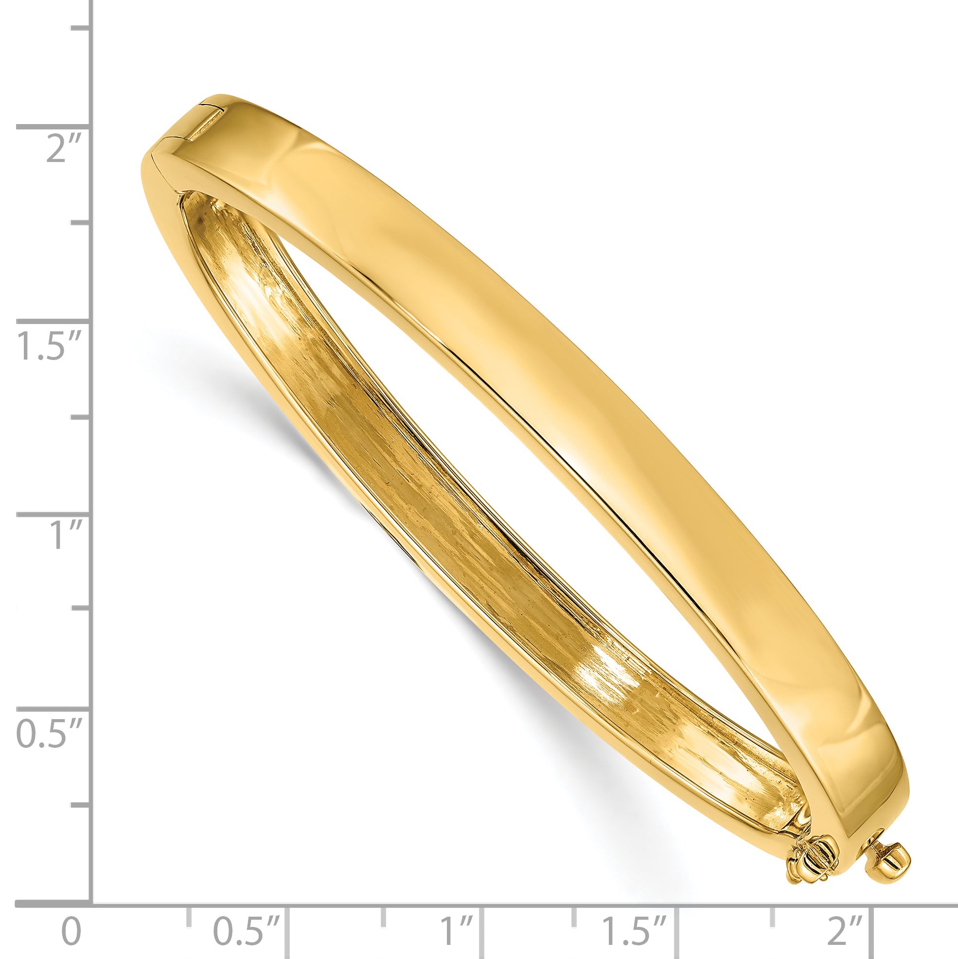 14k 6.3mm Polished Solid Hinged Oval Bangle Bracelet XB249