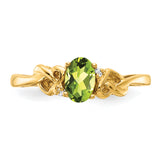 14k 6x4mm Oval Peridot VS Diamond ring Y4690PE/VS