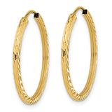 14k 1.35x25mm Diamond-cut Square-Tube Endless Hoop Earrings TF996