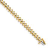 14k Complete 3.08 carat Round A Diamond 2-prong S-link 7 inch Tennis Bracelet X704A