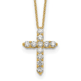 14k White Gold 1/4 carat Diamond Cross Pendant 18 inch Necklace PM1000