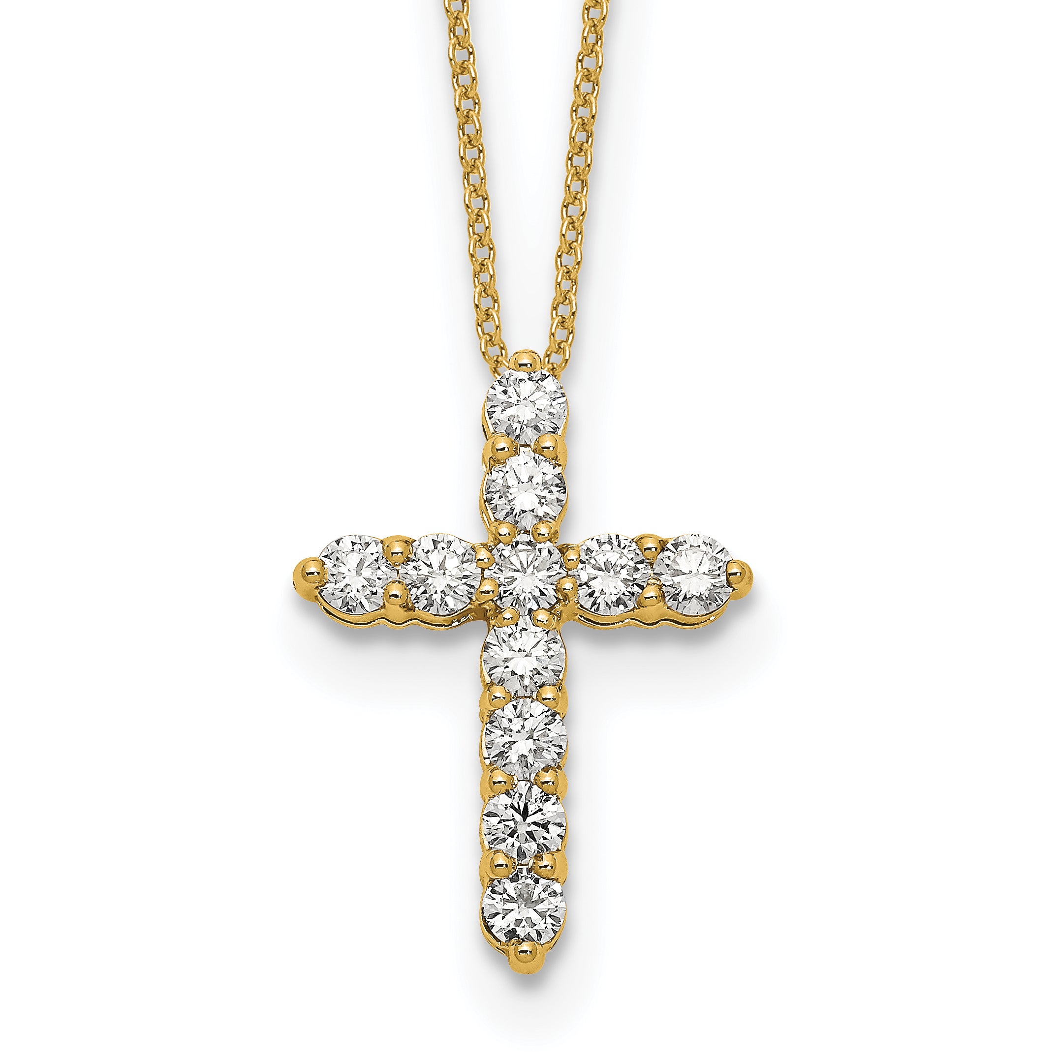 14k White Gold 1/4 carat Diamond Cross Pendant 18 inch Necklace PM1000