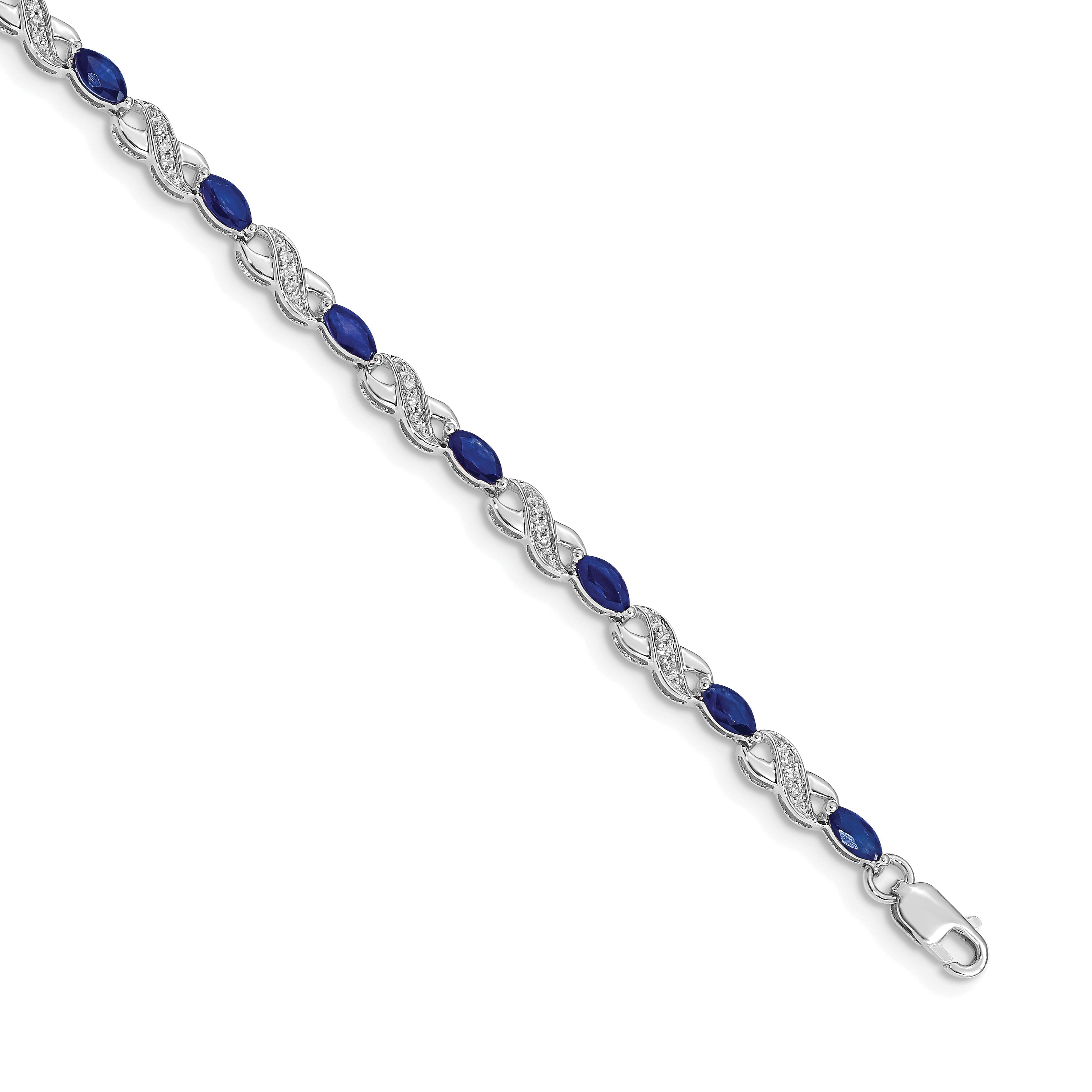 14k White Gold Complete Diamond and Oval Emerald Infinity 7.25 inch Bracelet BM4485