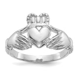 14k White Gold Mens Polished Claddagh Ring K4775