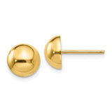 14k 8mm Polished Half Ball Post Earrings E1033