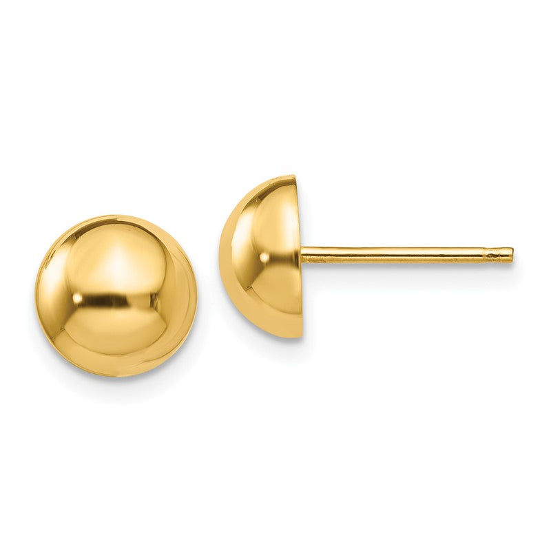 14k 8mm Polished Half Ball Post Earrings E1033