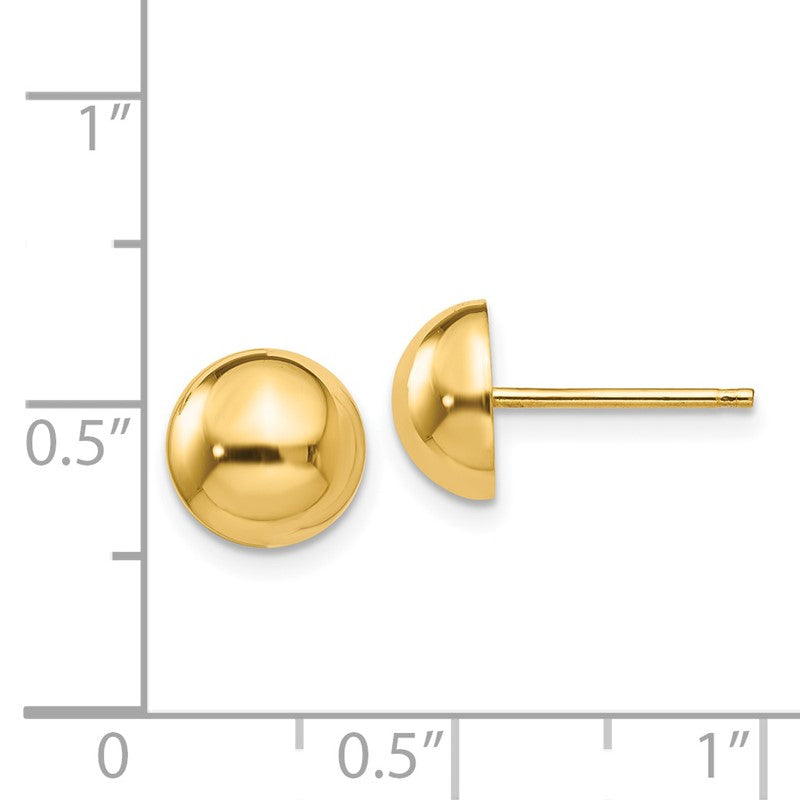 14k 8mm Polished Half Ball Post Earrings E1033