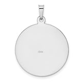 14k White Gold Polished and Satin Solid Saint Jude Thaddeus Medal Round Pendant REL147