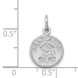 14k White Gold Polished GRADUATION Charm D1134