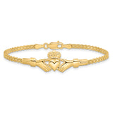 14K Polished Claddagh and Bismark Chain 7 inch Bracelet FB1513