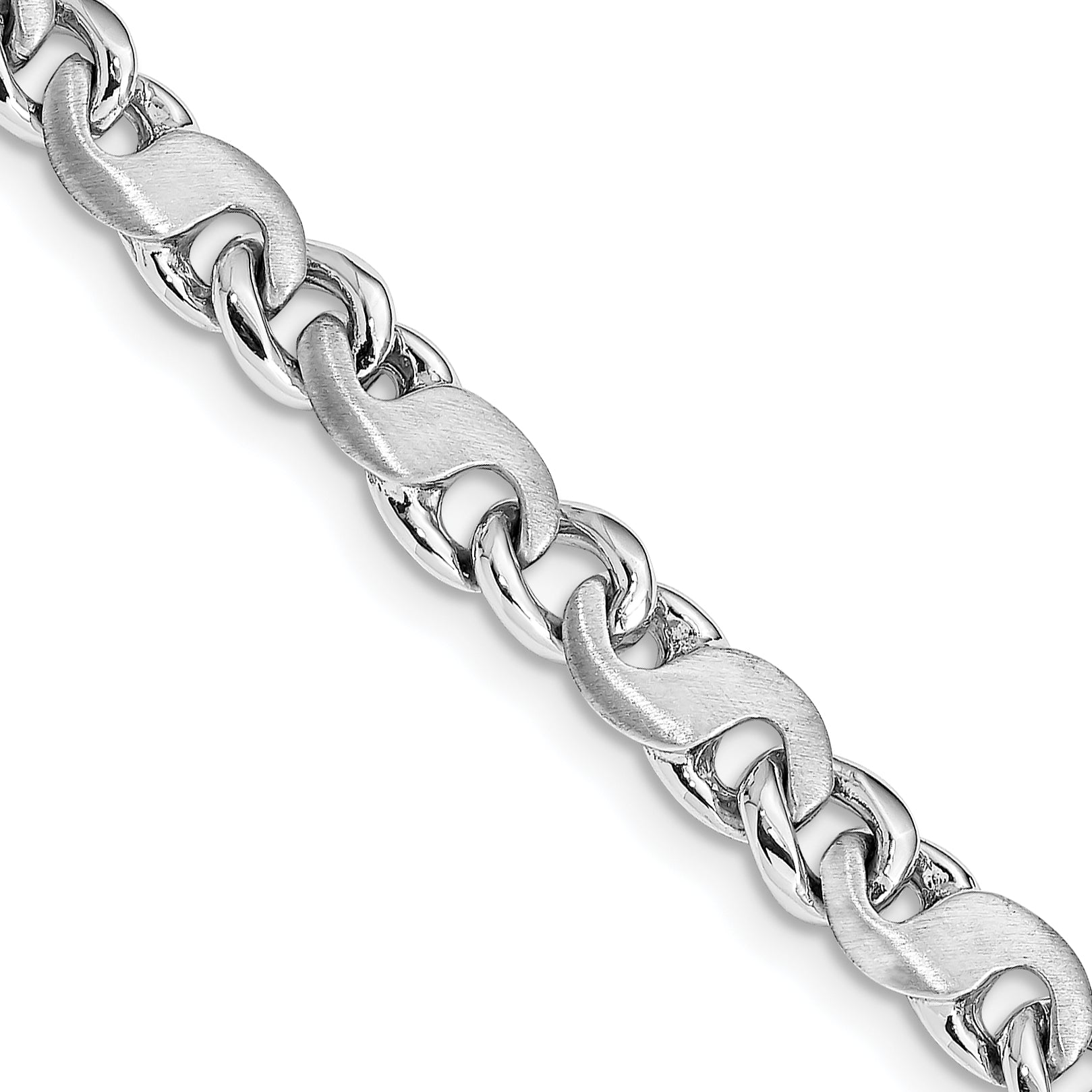14K White Gold 18 inch 5.4mm Hand Polished and Satin Fancy S-Link with Fancy Lobster Clasp Chain WLK400