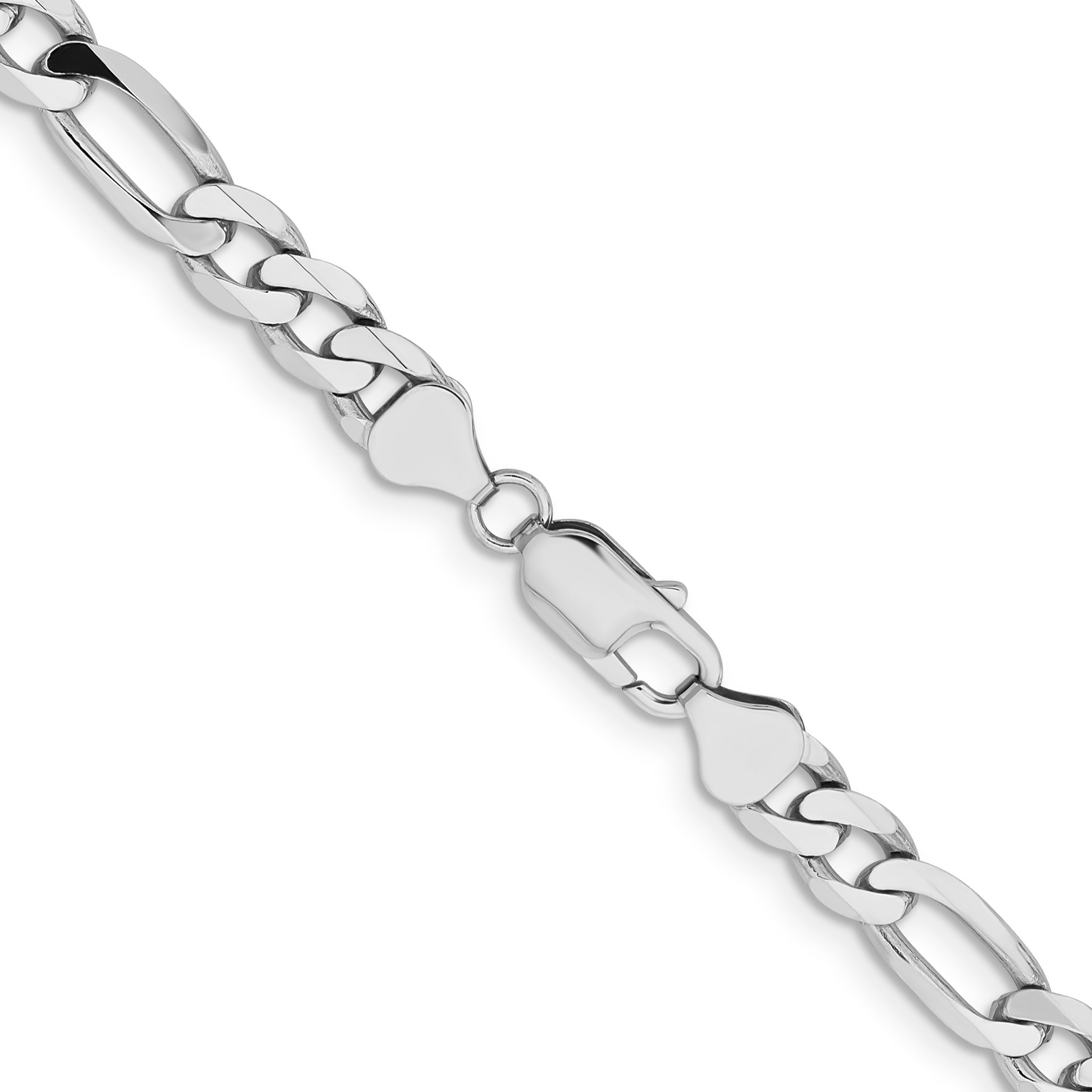 14K White Gold 20 inch 7.5mm Flat Figaro with Lobster Clasp Chain WFIG200