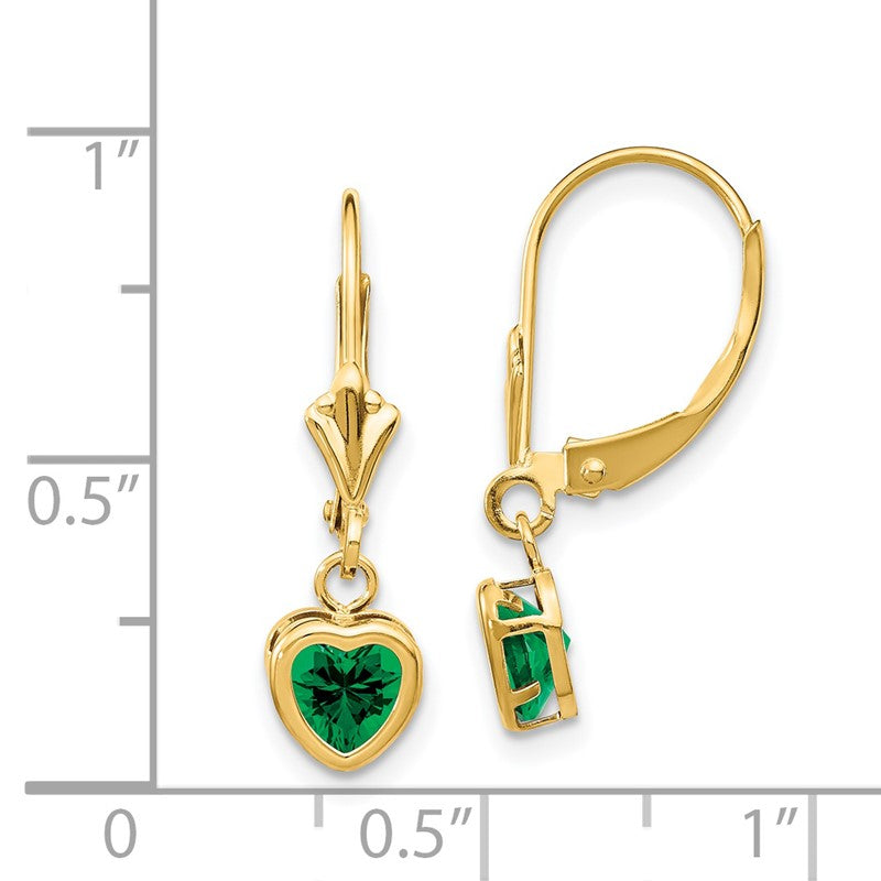 14k 5mm Heart Mount St. Helens Bezel Leverback Dangle Earrings XLB109MS