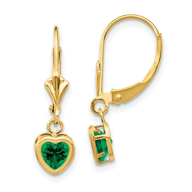 14k 5mm Heart Mount St. Helens Bezel Leverback Dangle Earrings XLB109MS