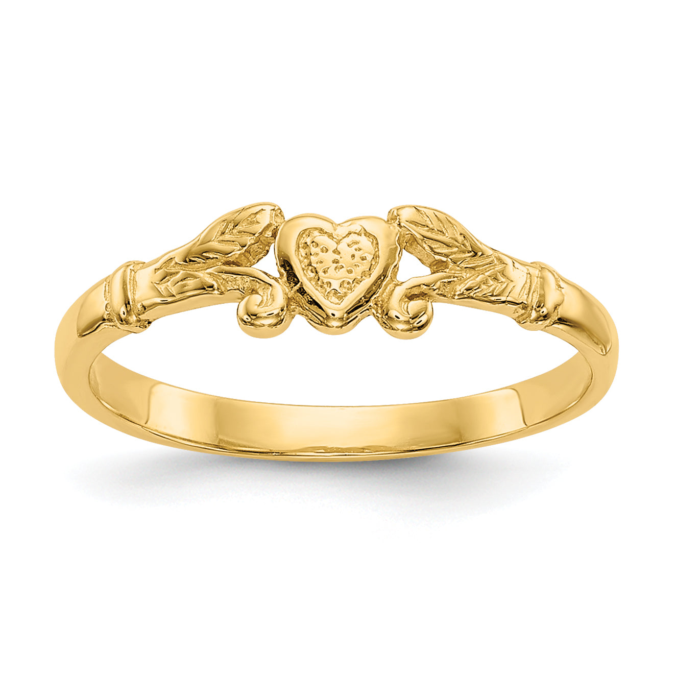 14k Textured Mini Heart Size 1 Baby / Childs Ring K3844