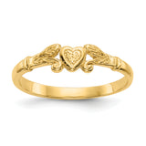 14k Textured Mini Heart Size 1 Baby / Childs Ring K3844