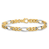 14K Two-tone 18 inch 6.1mm Hand Polished Fancy Link with Fancy Lobster Clasp Chain LK488