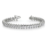 14k White Gold Complete 5 carat Round VS Diamond Fancy Spiral 7 inch Tennis Bracelet X2006WVS