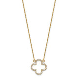 14k Polished 1/4 carat Diamond Quatrefoil Design 18 inch Necklace XP5050A