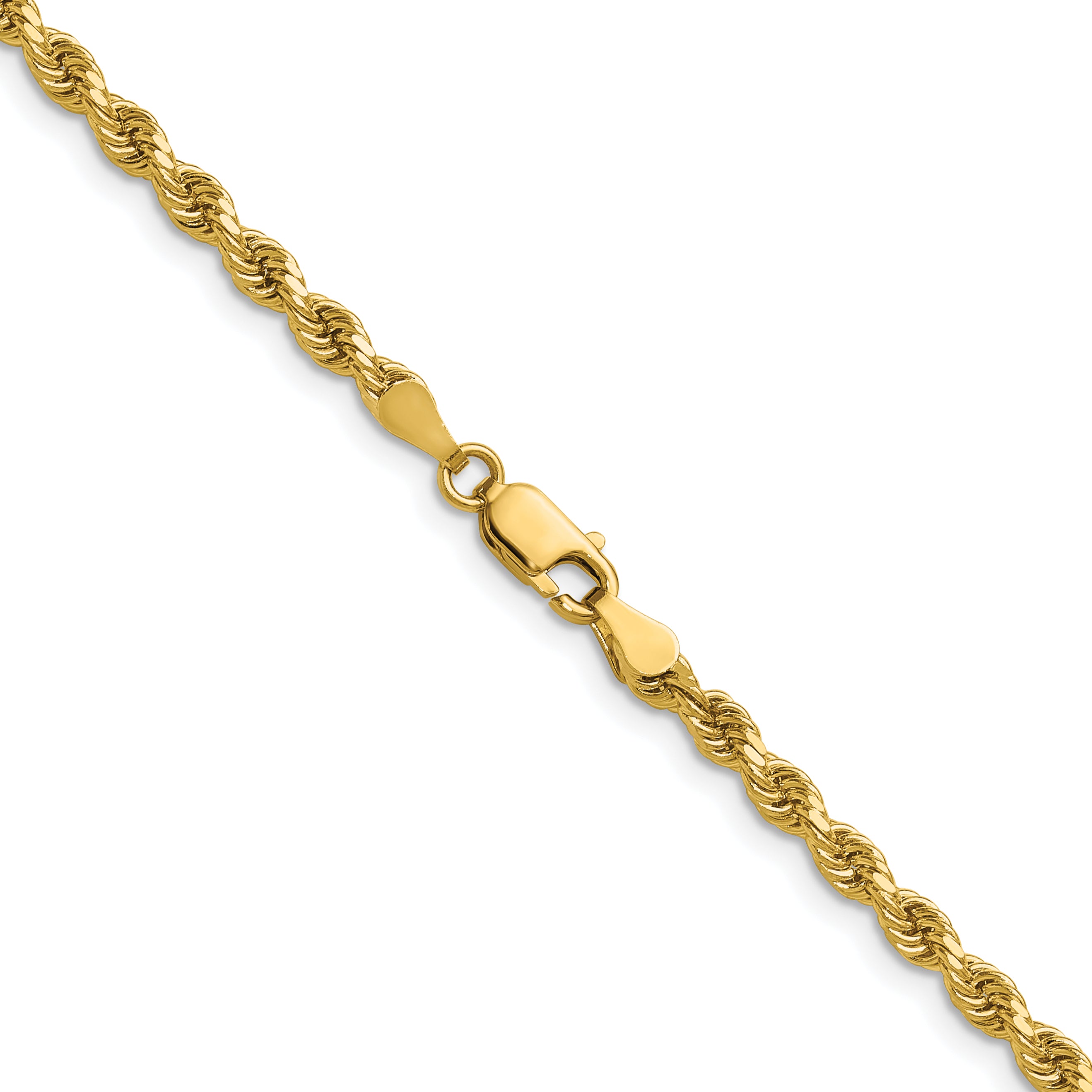 14K 26 inch 3.25mm Diamond-cut Rope with Lobster Clasp Chain 024L