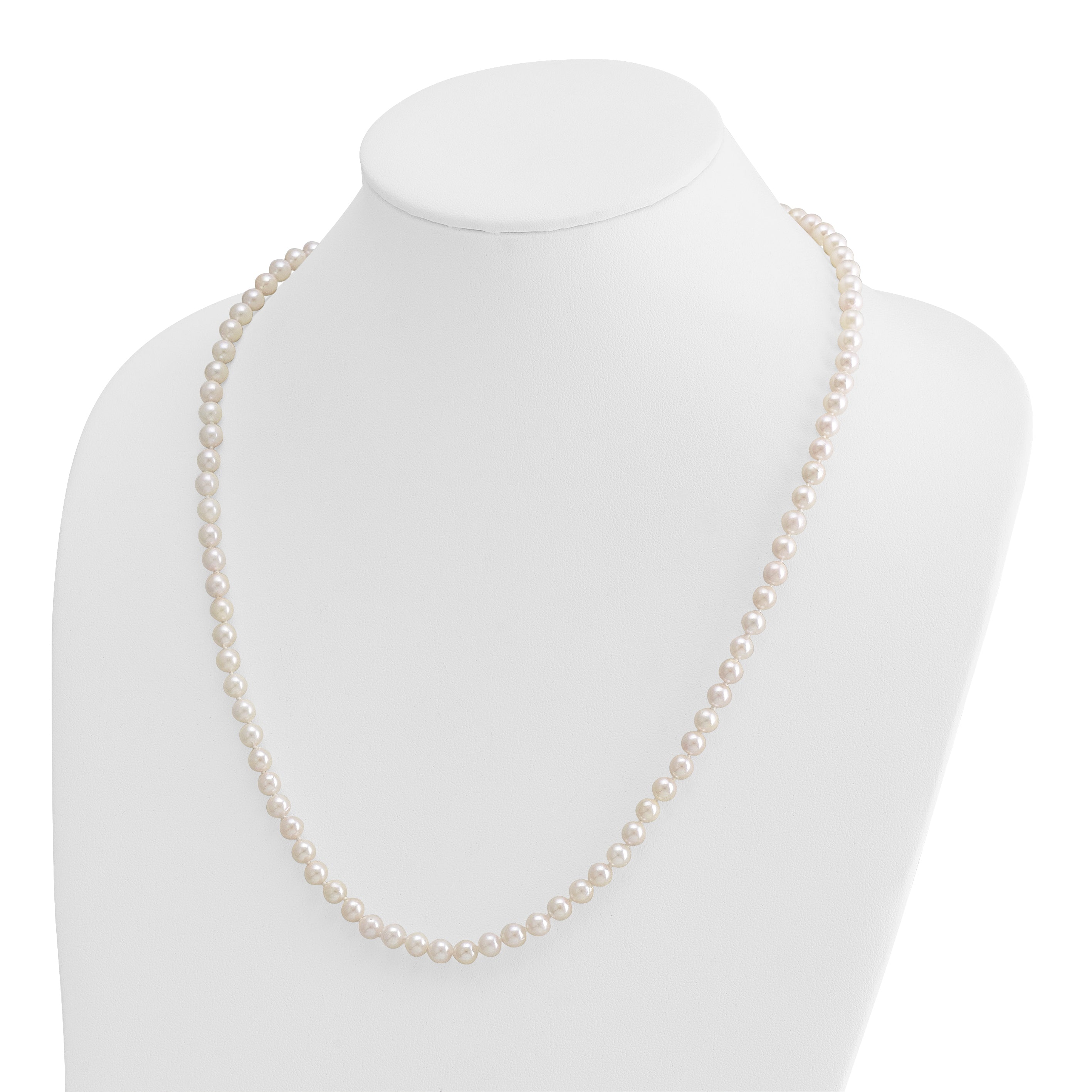 14k 5-6mm White Round Akoya Saltwater Cultured Pearl 16 inch Necklace PL50AA