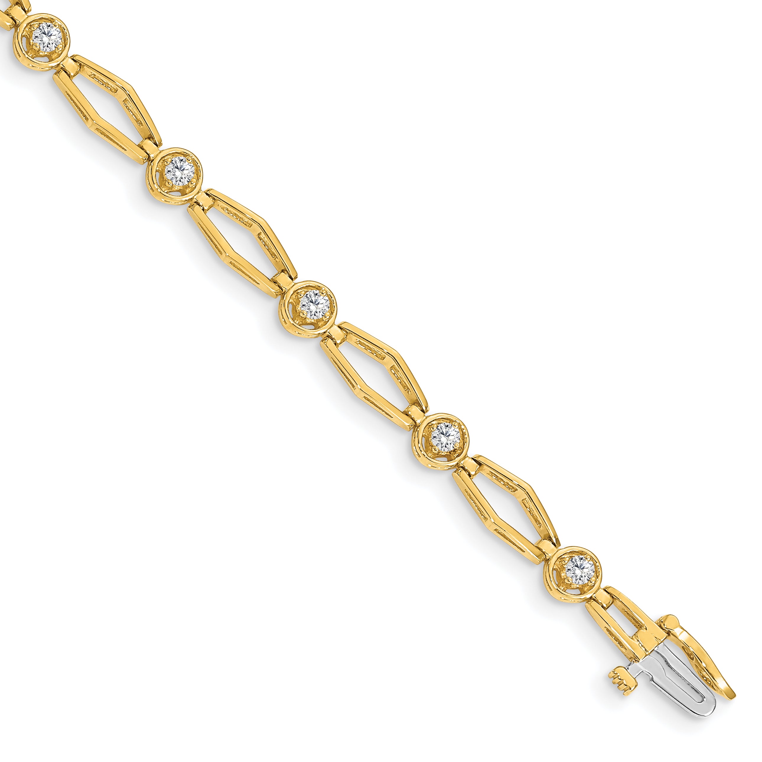 14k Complete 3/4 carat Round A Diamond Fancy Link 7 inch Bracelet X789A