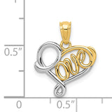 14k and White Rhodium LOVE Heart Pendant D3846