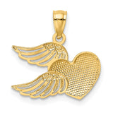 14K and White Rhodium Polished Heart with Wings Pendant YC789