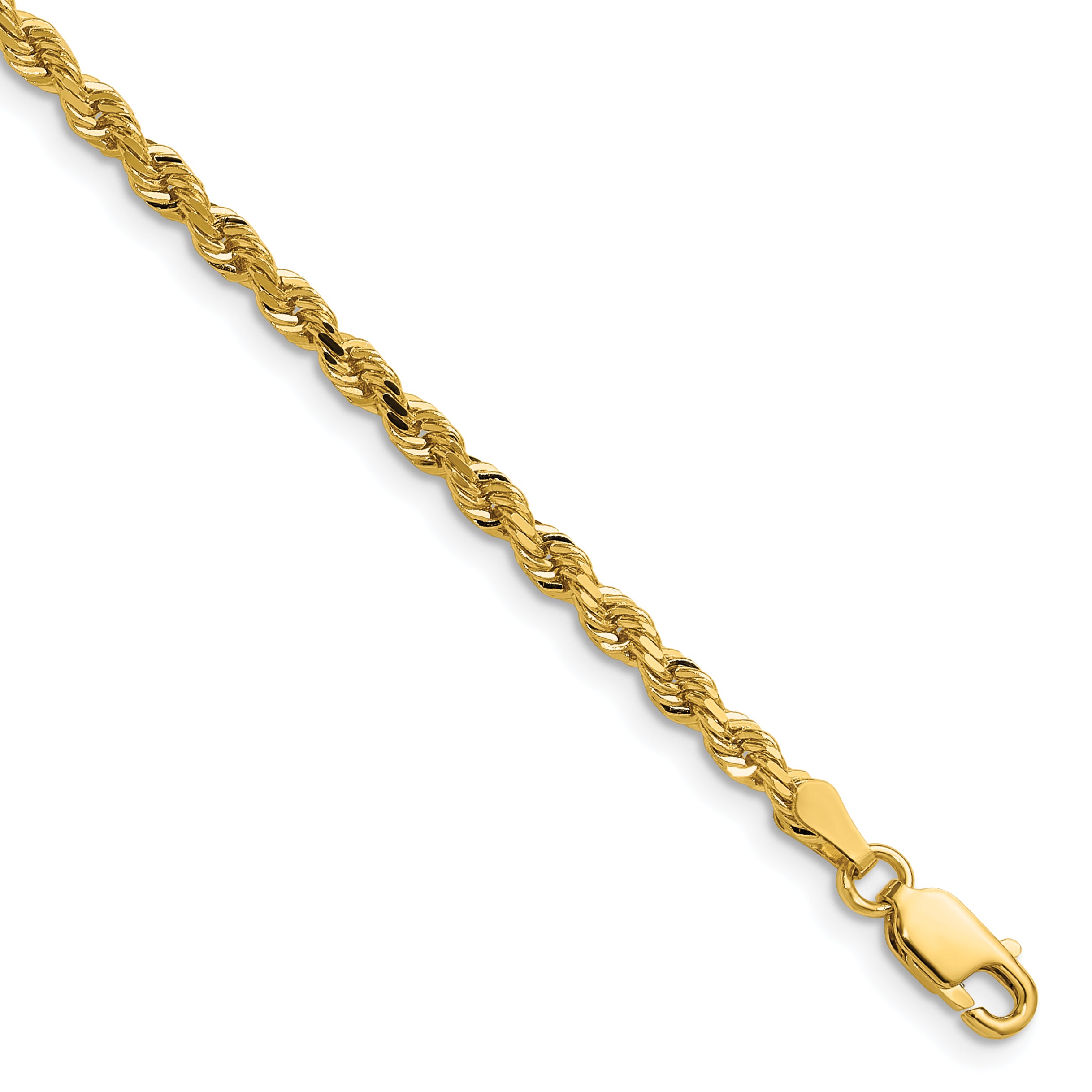 14K 36 inch 3mm Diamond-cut Rope with Lobster Clasp Chain 023L
