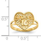 14k SWEET 16 Filigree Heart Ring CH263