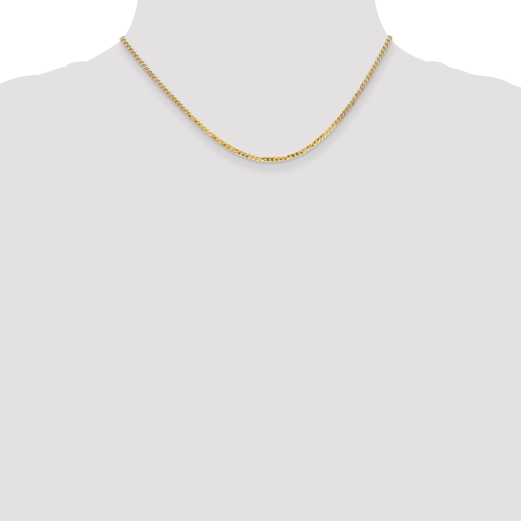 14K 10 inch 2.2mm Flat Beveled Curb with Lobster Clasp Anket FBU060