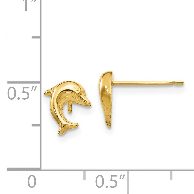 14k Small Dolphin Post Earrings YE1668