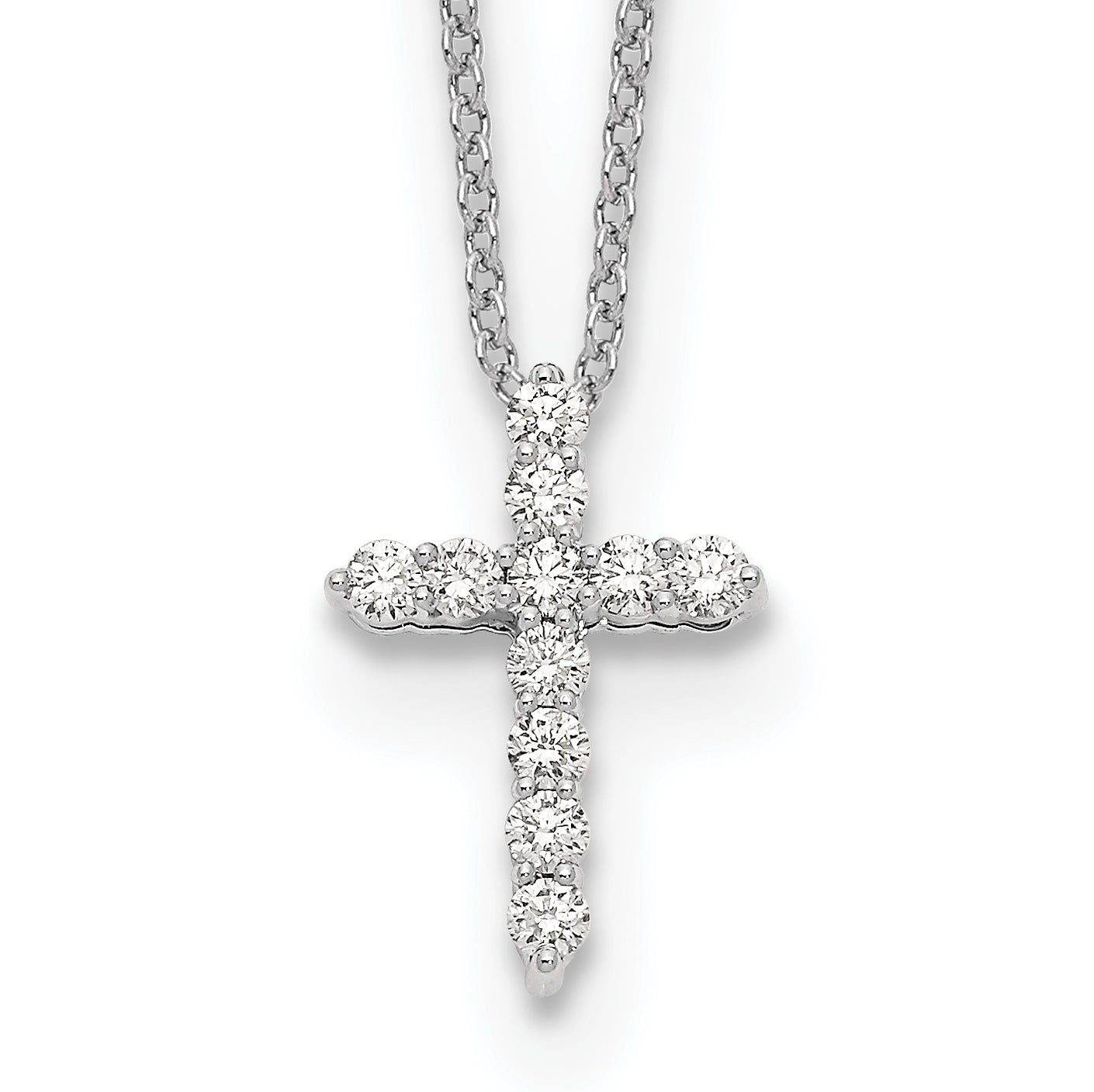 14k White Gold 1/4 carat Diamond Cross Pendant 18 inch Necklace PM1000
