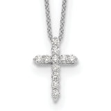 14k White Gold 1/4 carat Diamond Cross Pendant 18 inch Necklace PM1000