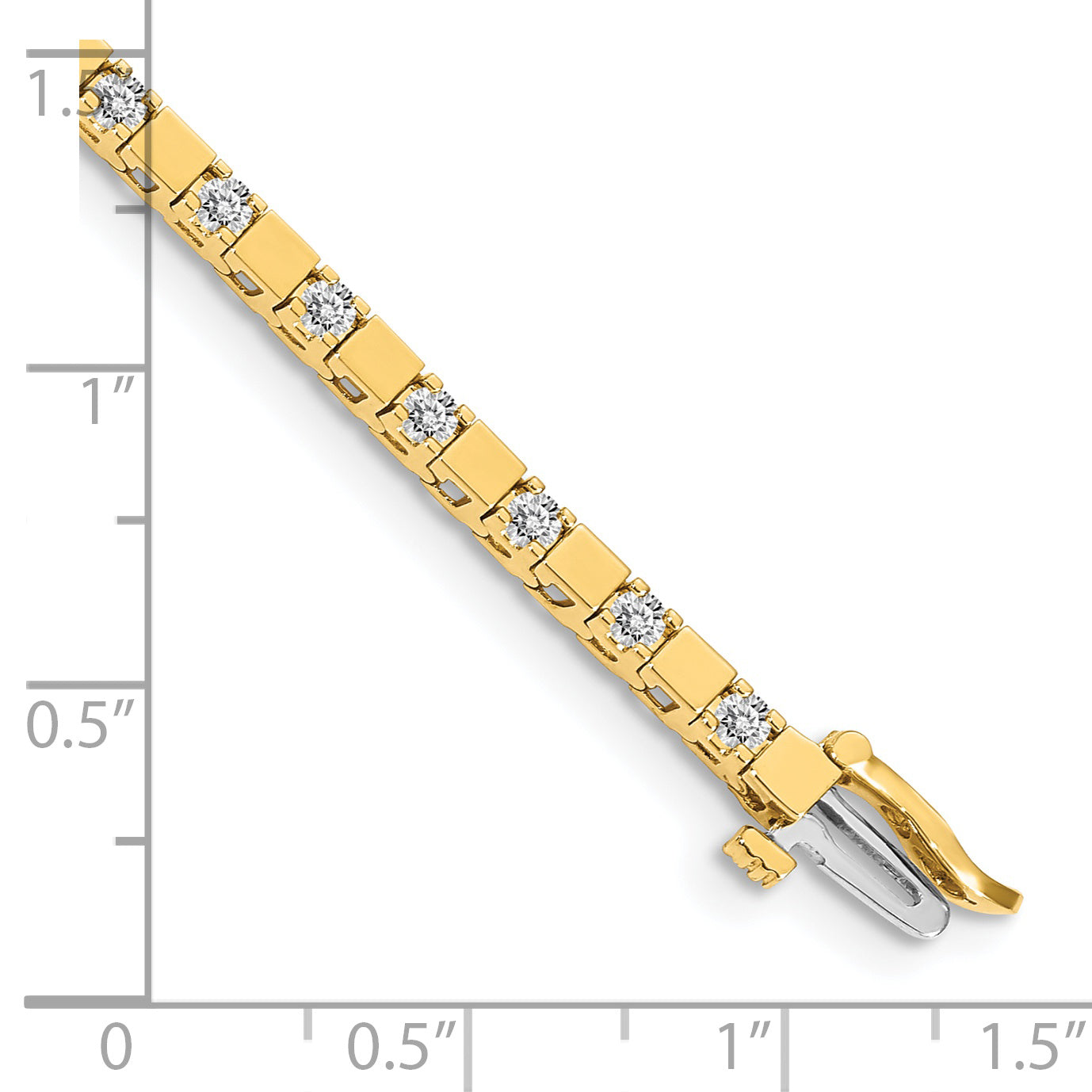 14k Complete 1.1 carat Round VS Diamond Square Link 7 inch Tennis Bracelet X742VS