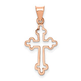 14K Rose Gold Polished Budded Cross Pendant D4653