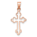 14K Rose Gold Polished Budded Cross Pendant D4653
