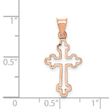 14K Rose Gold Polished Budded Cross Pendant D4653