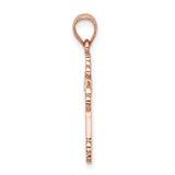 14K Rose Gold Polished Budded Cross Pendant D4653