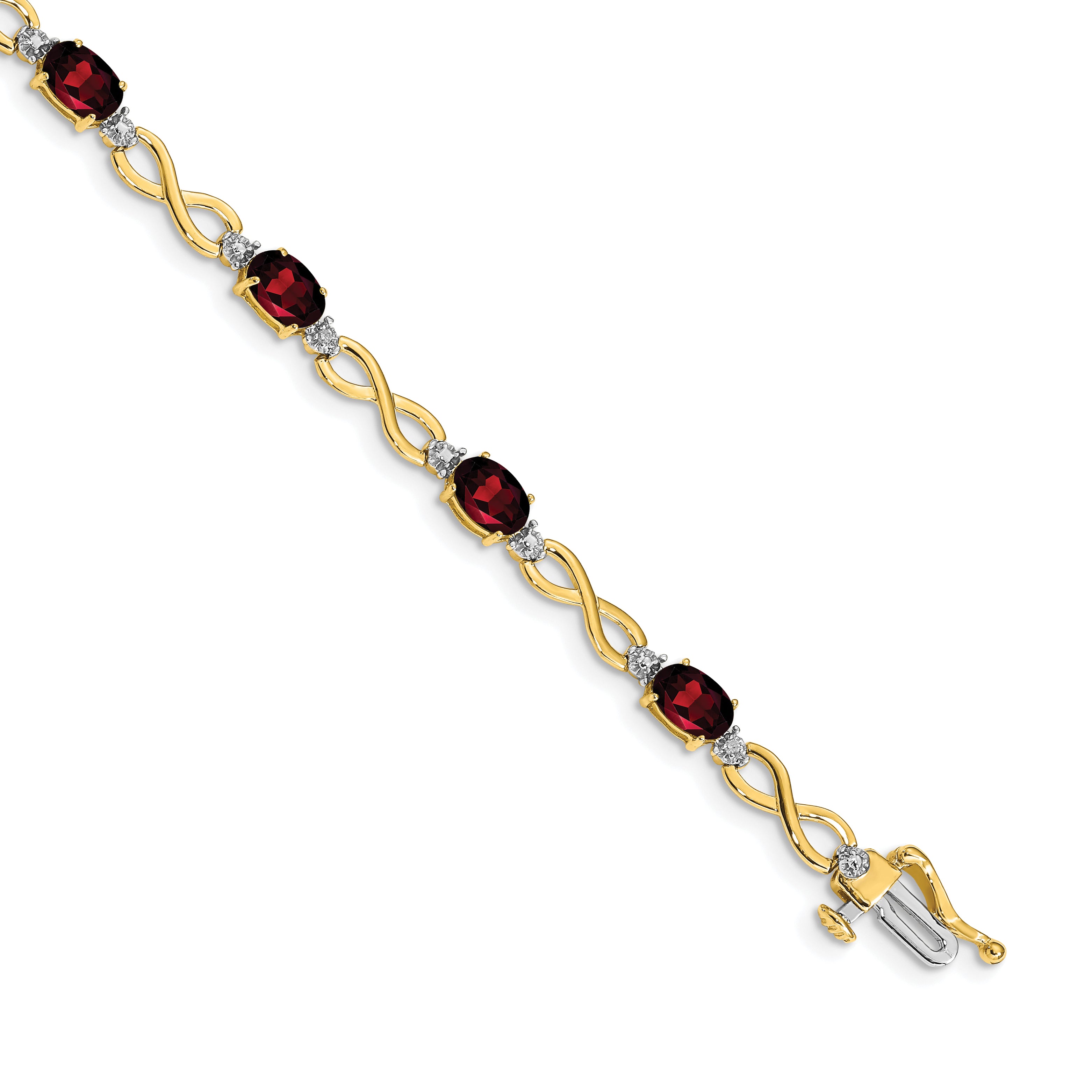 14k Complete Oval Amethyst and Diamond Infinity Link 7 inch Bracelet BM4494