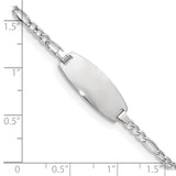 14k White Gold Polished Semi-Solid Chain/Solid Plate Figaro Link Oval 18.5x8.5mm Plate 5.5 inch Baby/Child ID Bracelet DCID143W