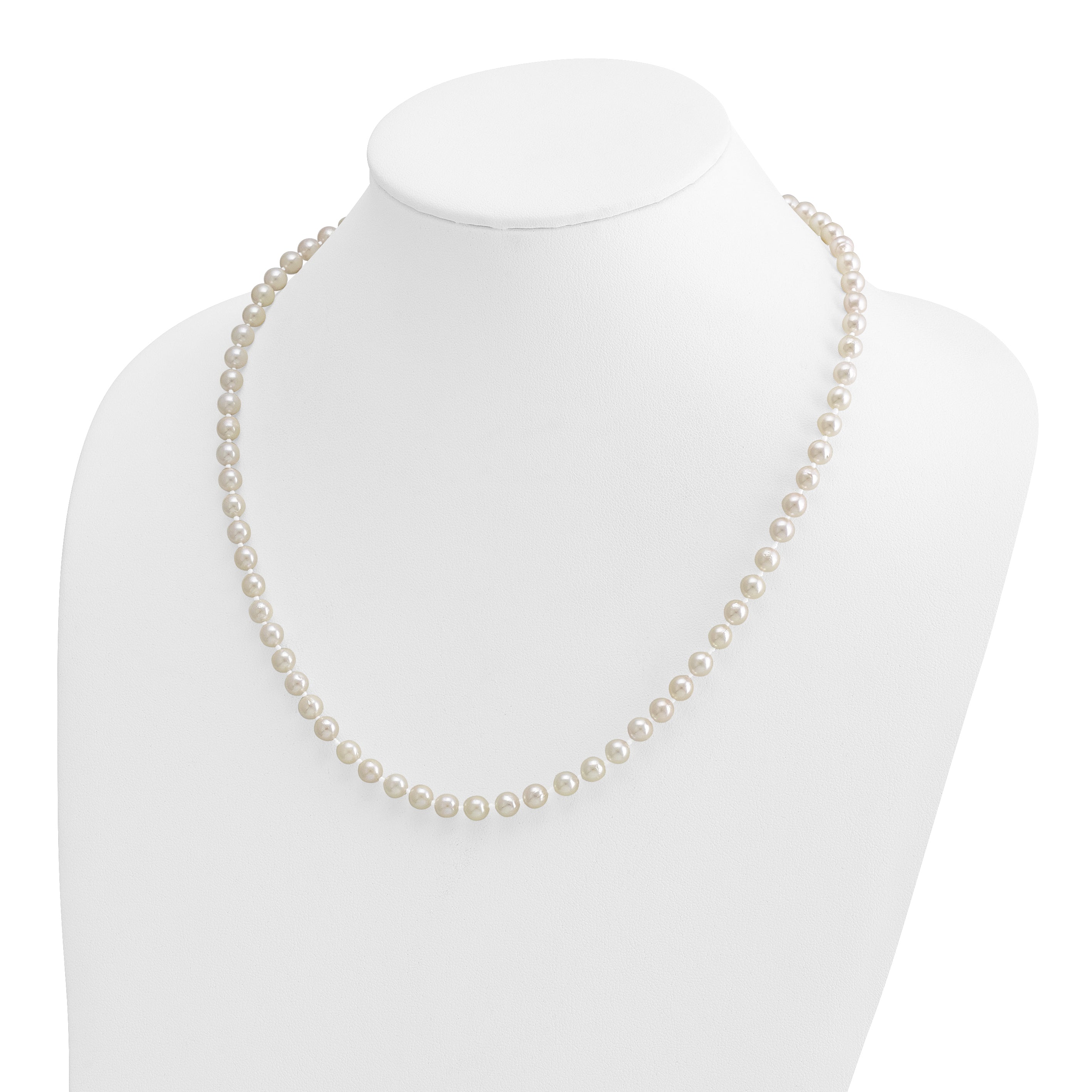 14k 5-6mm White Round Akoya Saltwater Cultured Pearl 16 inch Necklace PL50AA