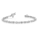 14k White Gold Complete 1/2 carat Round AA Diamond 4-prong X-design 7 inch Tennis Bracelet X2106WAA