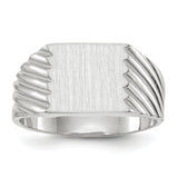 14k White Gold 9.0x10.0mm Rectangle Closed Back Signet Ring RS623