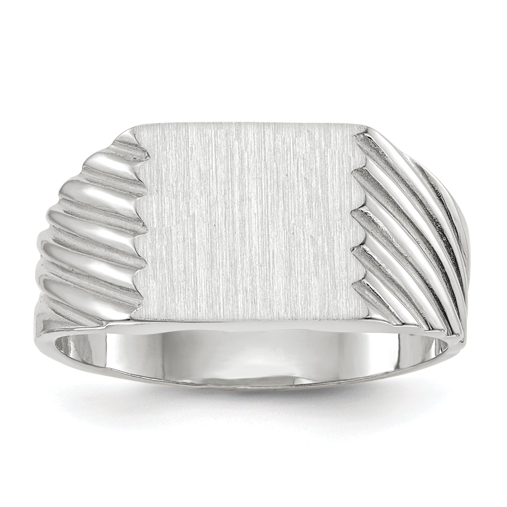 14k White Gold 9.0x10.0mm Rectangle Closed Back Signet Ring RS623