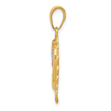 14K Two-Tone with White Rhodium Dolphins In Heart Pendant K4188