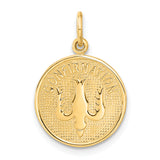 14k Polished CONFIRMATION with Dove Round Charm C1450