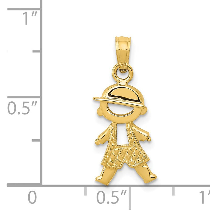 14k Polished and Textured Boy Pendant D4367