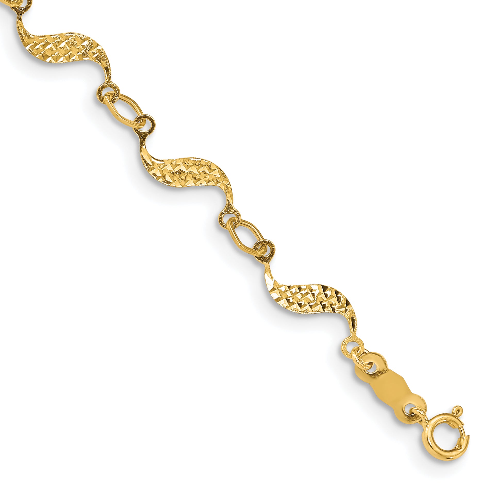 14k Diamond-cut Wavy Link 7.5 inch Bracelet FB1324