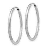 14k White Gold 1.5x20mm Satin Diamond-cut Endless Tube Hoop Earrings XY1195